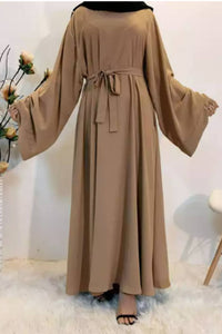 Closed Abaya | With Belt | Bell Sleeves | UK Online | Satin Mix Fabric