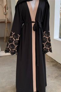 open black abaya with belt
