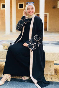 open black abaya with belt