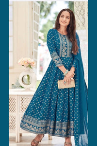 blue Anarkali maxi dress