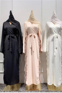 Open Abaya | Pink | Chiffon Side Detail