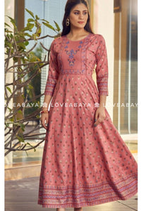 Long Sleeved Maxi Style Dress - Anarkali style