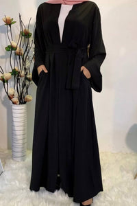 Black chiffon layered abaya 