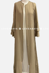 open unlined abaya beige
