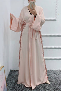 Open Abaya | Pink | Chiffon Side Detail