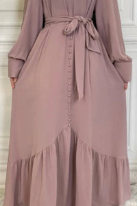closed abaya with buttons front view